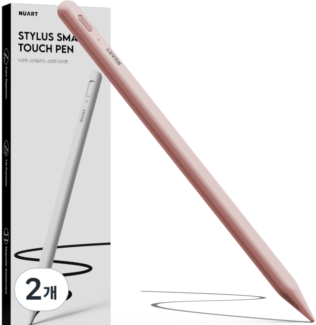 누아트 스타일러스 블루투스형 아이패드 호환 스마트 터치펜, 핑크, 2개