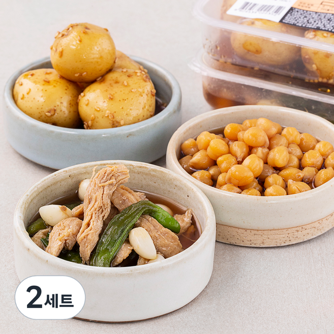 남도애꽃 조림반찬 병아리콩자반 150g + 알감자조림 200g + 닭가슴살장조림 150g 세트, 2세트