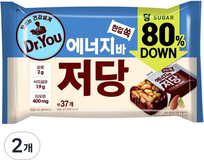 닥터유 한입쏙 에너지바 저당, 380g, 2개