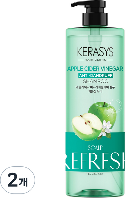케라시스 애플사이다비니거 비듬완화 쿨링 샴푸, 1L, 2개