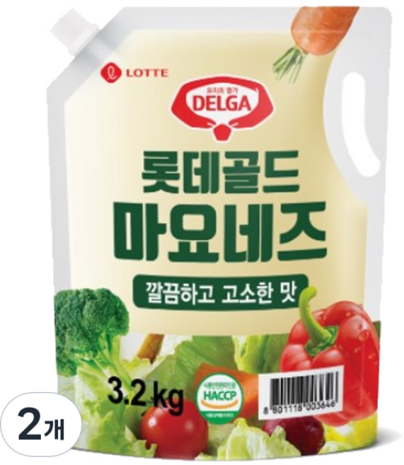 델가 롯데푸드 골드 마요네즈 스파우트 파우치, 3.2kg, 2개