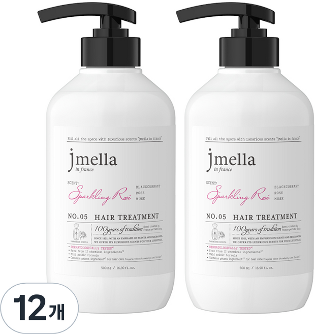제이멜라 인 프랑스 스파클링 로제 헤어 트리트먼트 프루티 로즈향, 12개, 500ml