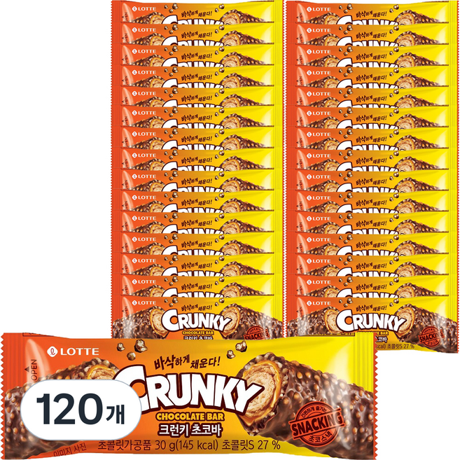 LOTTE 樂天 Crunky 巧克力棒, 30g, 120個