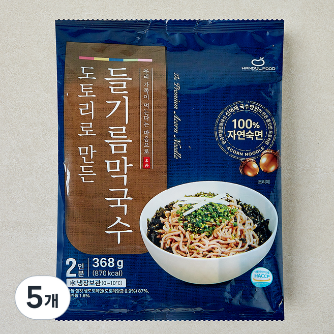 한둘푸드 도토리로 만든 들기름 막국수, 368g, 5개
