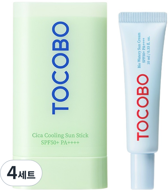 토코보 시카 쿨링 선스틱 18g + 바이오 워터리 선크림 10ml SPF50+ PA++++ 세트, 4세트