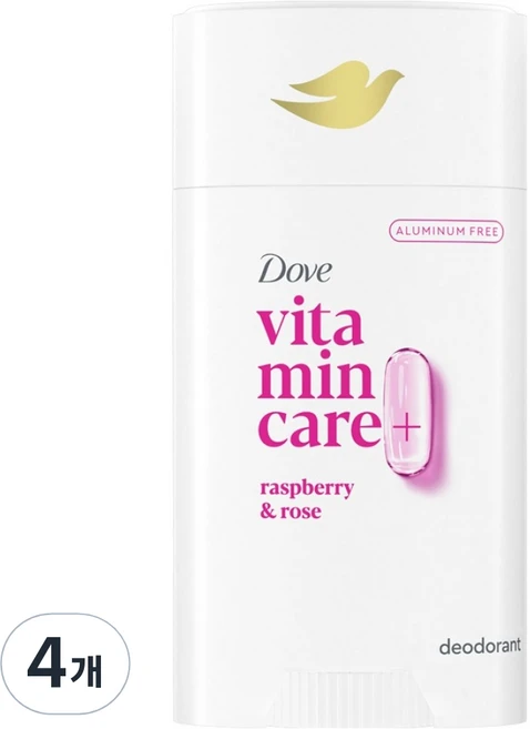 도브 비타민 케어 플러스 데오드란트 스틱 라즈베리 앤 로즈 향, 74g, 4개 - 쿠팡