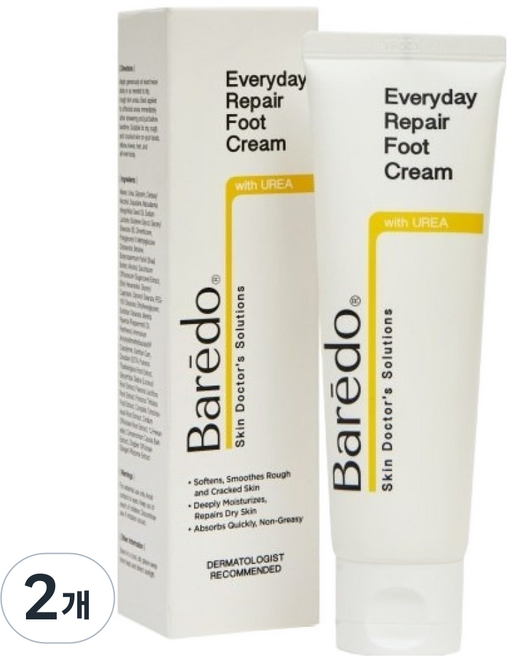 바레도 에브리데이 리페어 풋크림, 2개, 2개, 80g