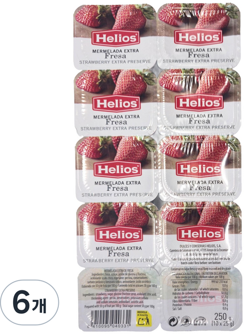 헬리오스 딸기잼 10p, 250g, 6개