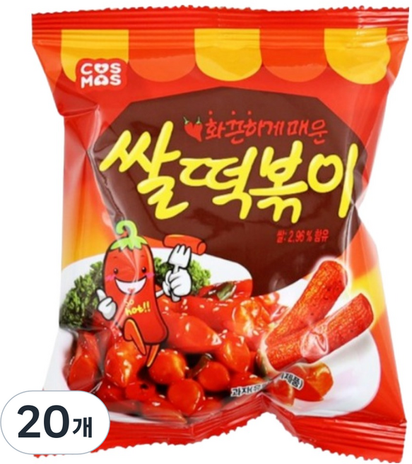 코스모스제과 어반티라노 쌀떡볶이 과자, 50g, 20개