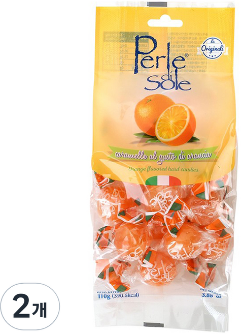 페를레디솔레 오렌지 사탕, 110g, 2개