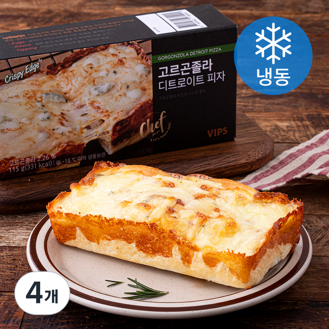 빕스 고르곤졸라 디트로이트 피자 (냉동), 115g, 1개입, 4개
