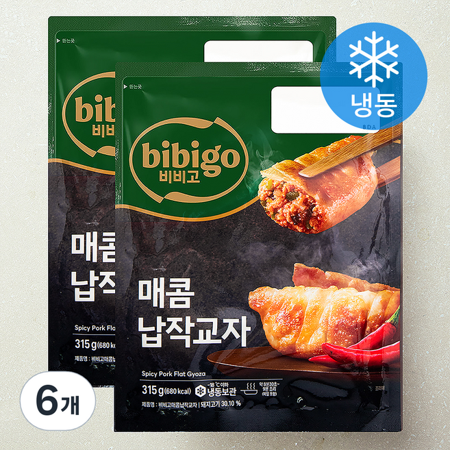 비비고 매콤 납작교자 (냉동), 315g, 6개