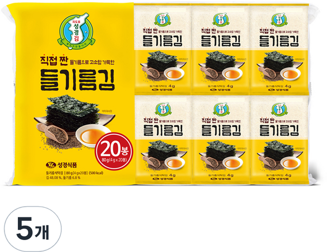 지도표성경 직접짠 들기름김 20p, 80g, 5개