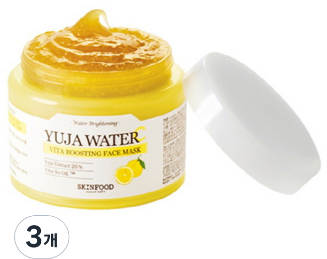 스킨푸드 유자 수분씨 비타 부스팅 페이스 마스크, 140g, 3개