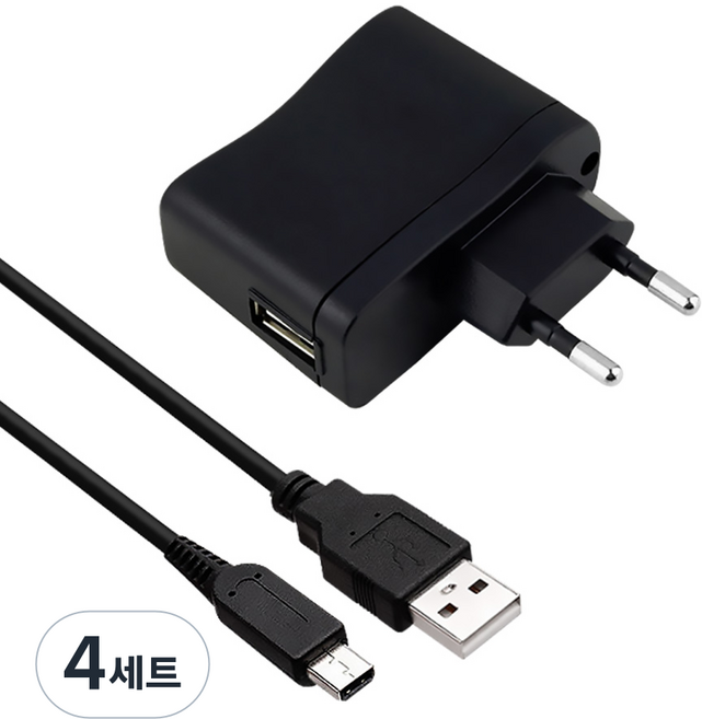 서가 닌텐도 분리형 충전기 +3DS / DSi 케이블, 블랙, 4세트