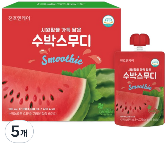 천호엔케어 시원함을 담은 수박스무디, 1L, 5개