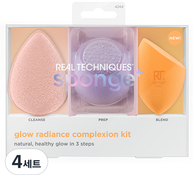 리얼테크닉스 미라클 스펀지 클렌징 스킨케어 베이스 3종 세트, 혼합색상, 4세트