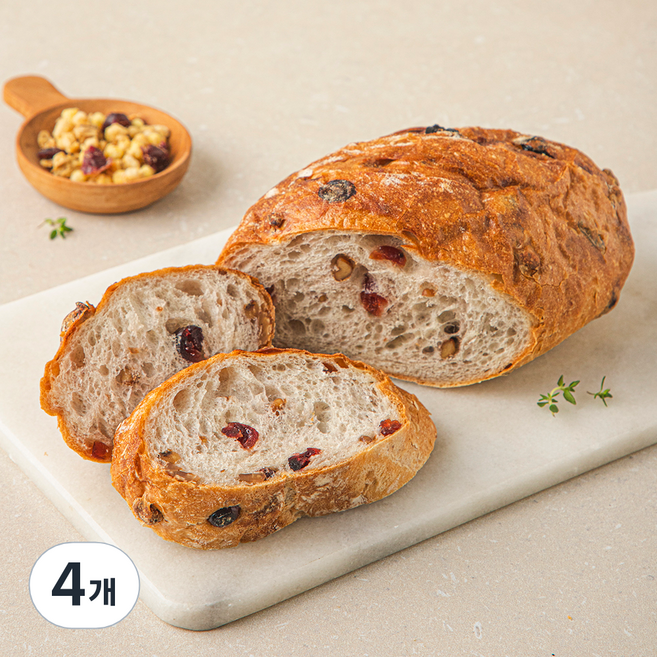 프레시오늘 신선냉장 우리밀46% 유크림 리얼버터 견과류 수제 깜빠뉴, 200g, 1개입, 4개