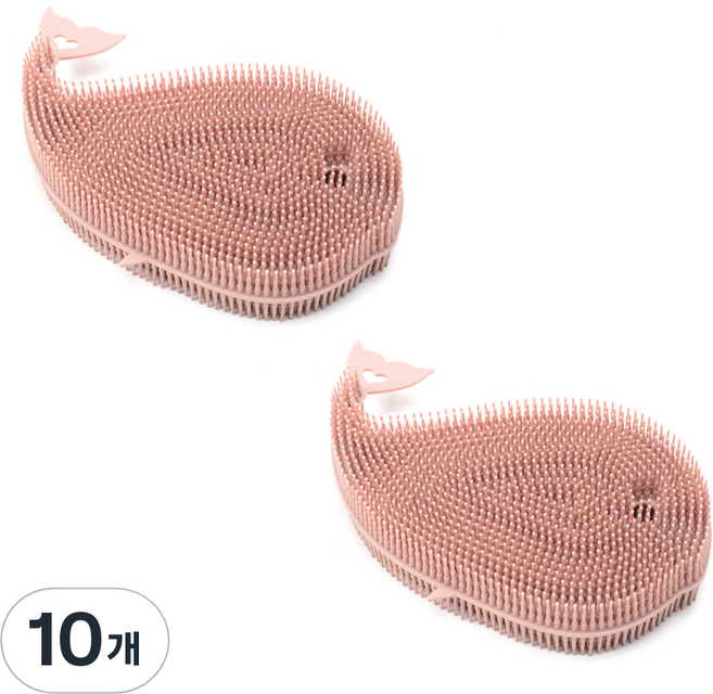 플라이토 국내 제조 국산 실리콘 고래 수세미 브릭레드, 1개입, 10개