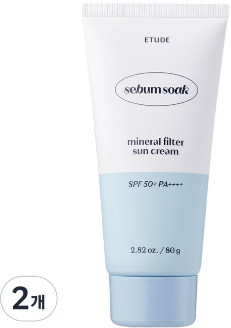 에뛰드 피지쏙 무기자차 선크림 80ml SPF50+ PA++++, 80g, 2개