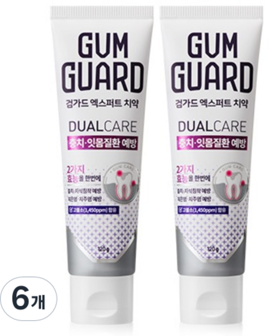 검가드 엑스퍼트 치약, 120g, 6개