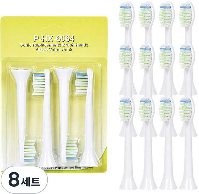온비유 필립스 소닉케어 전동칫솔 호환 리필모 4개입, 옵티멀 화이트, 8세트