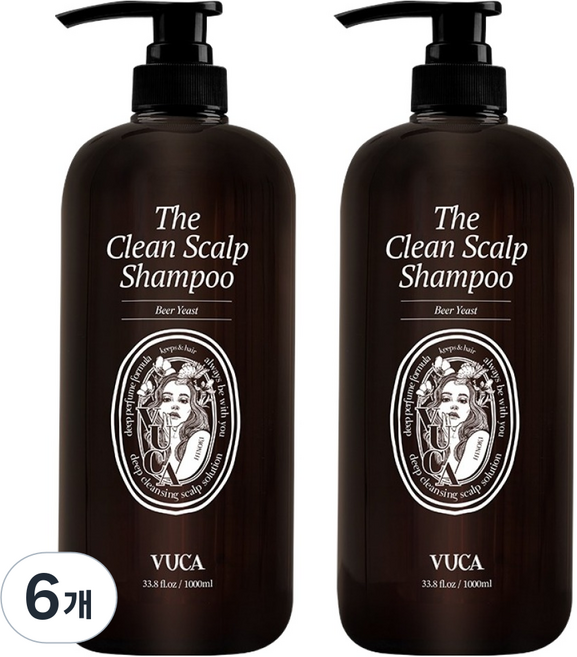 뷰카 더 클린 스칼프 약산성 맥주효모 샴푸 히노키향, 1L, 6개