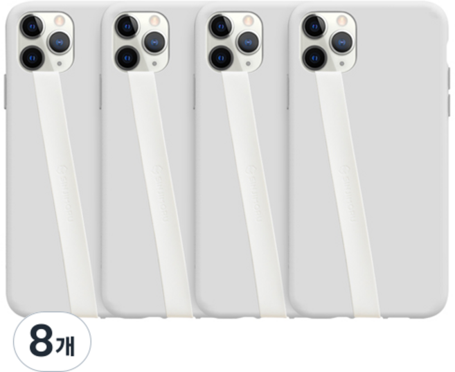 신지모루 실리콘 핸드폰 핑거 스트랩, 화이트, 8개