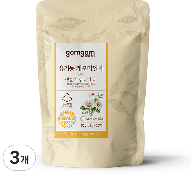 곰곰 유기농 캐모마일차 생분해 삼각티백, 1.5g, 20개입, 3개