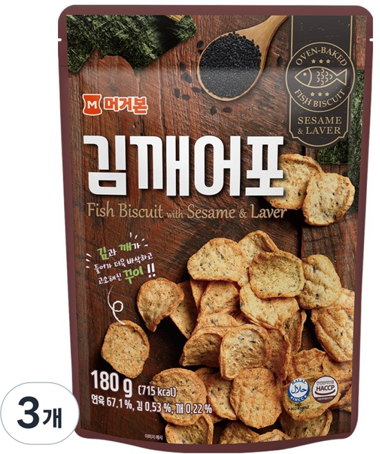 머거본 김깨 어포, 180g, 3개