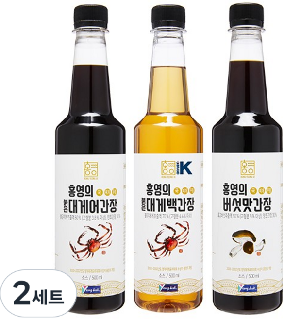홍영의 간장 선물세트 붉은대게어 500ml + 붉은대게백 500ml + 버섯맛 500ml, 2세트