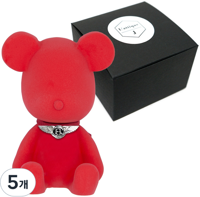 라띠크제이 엠블럼베어 차량용 방향제 벤틀리 레드 + 베이비파우더 5ml 리필 세트, 5개