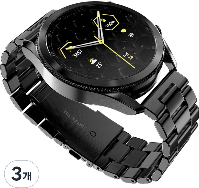 구스페리 메탈 스틸 밴드 스트랩, 블랙, 3개