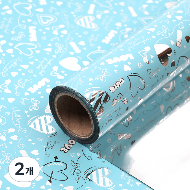 심쿵하트 증착 포장지 대 53cm x 17m, 하늘, 2개