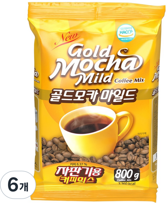 모카씨엔티 골드모카 마일드 자판기용 커피믹스, 800g, 6개, 1개입