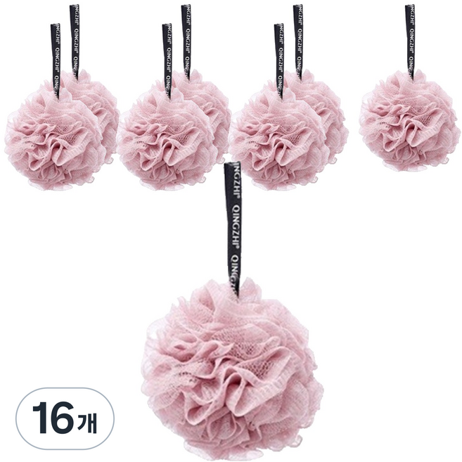 블럭마트 샤워볼, 핑크, 16개, 1개입