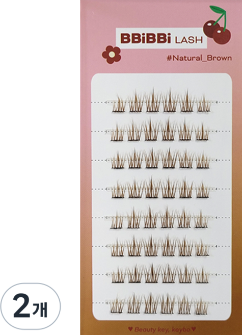 키보 노글루 속눈썹 삐삐래쉬, Natural Brown, 2개