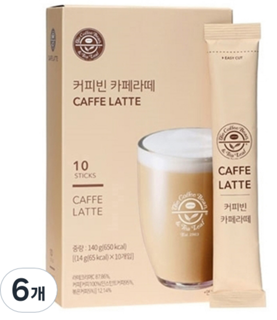 커피빈 카페 라떼, 14g, 10개입, 6개