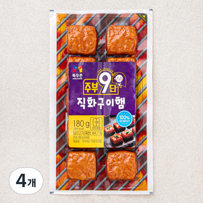 목우촌 주부9단 직화구이햄, 180g, 4개