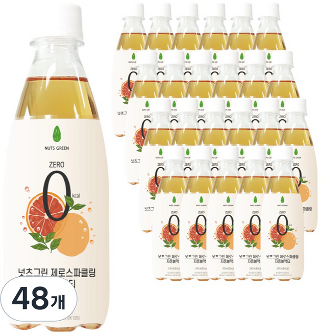 넛츠그린 제로스파클링 자몽블랙티, 340ml, 48개