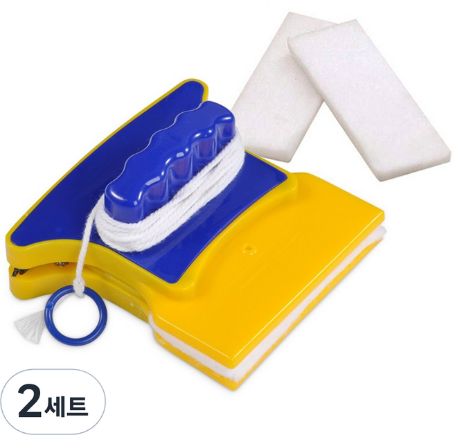 모나코올리브 파워자석 양면 유리청소기 세트, 혼합 색상, 2세트