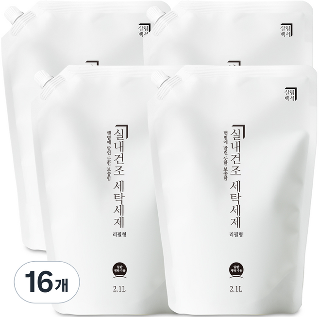 살림백서 실내건조 세탁세제 리필 일반용, 16개, 2.1L