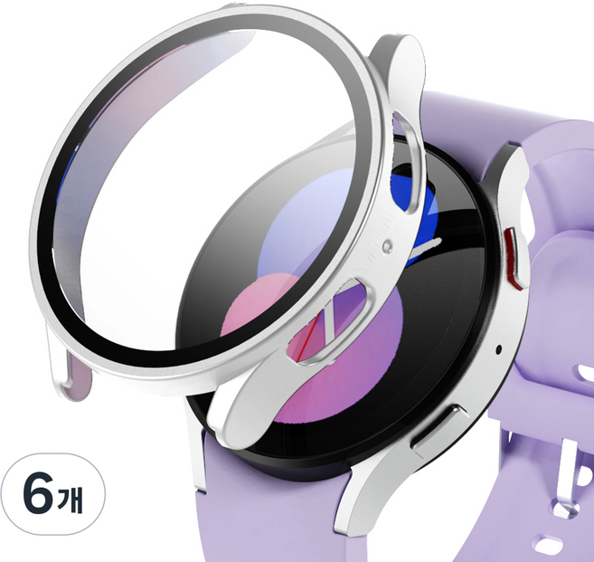 아이엠듀 스마트워치 강화유리 풀커버 케이스 하이브리드, 스틸실버, 6개