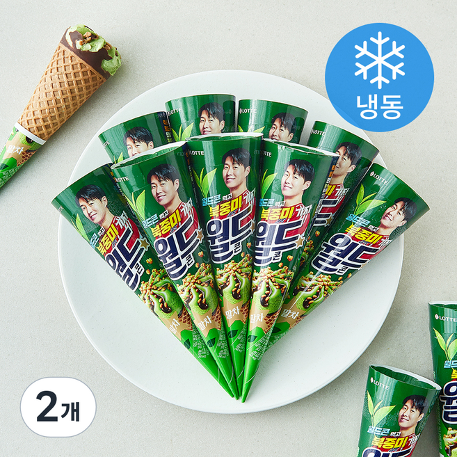 롯데웰푸드 월드콘 말차 (냉동), 2개, 24개입, 160ml
