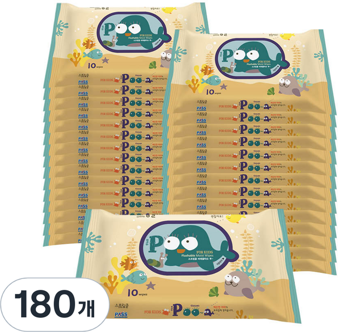 스프링클 푸 비데티슈 휴대형, 70g, 10개입, 180개