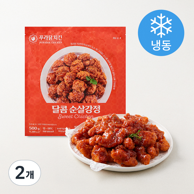 푸라닭 달콤양념 순살강정 (냉동), 500g, 2개