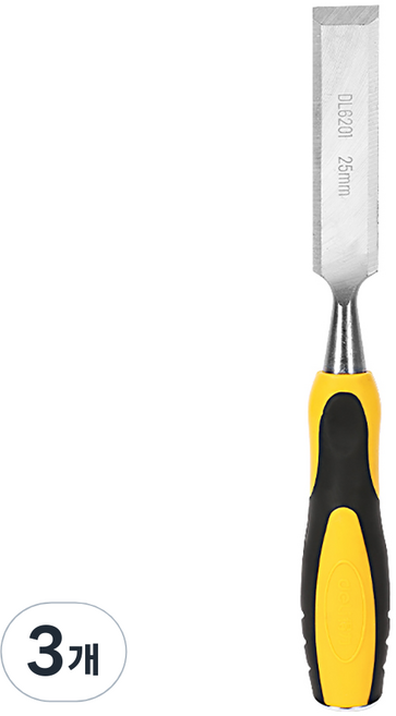 deLi 得力 Tools 木工用雕刻刀 木雕鑿 黑色 + 黃色 25 x 140 mm DL6201, 3個
