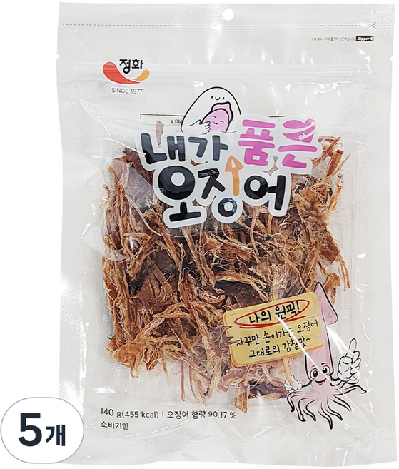 정화식품 내가 품은 건어물 오징어 간식 주전부리, 140g, 5개