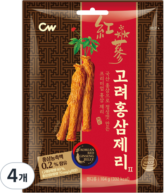 청우식품 고려홍삼제리2, 4개, 104g