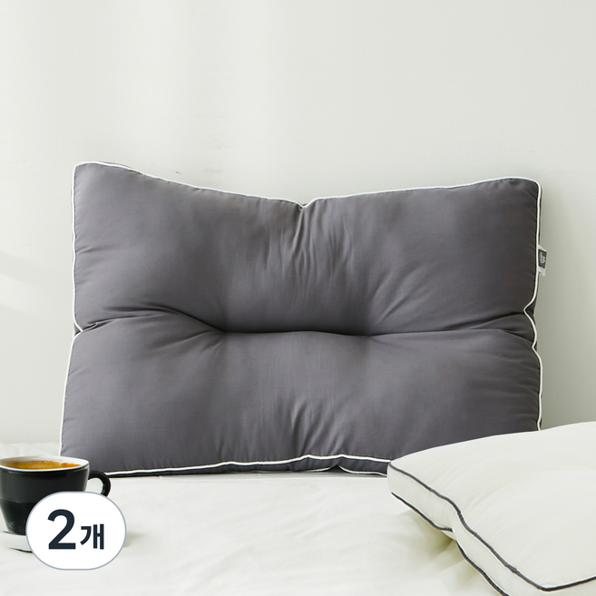 코멧 홈 커버가 필요없고 통째로 빨아쓰는 입체슬립 경추굽베개, 차콜, 2개